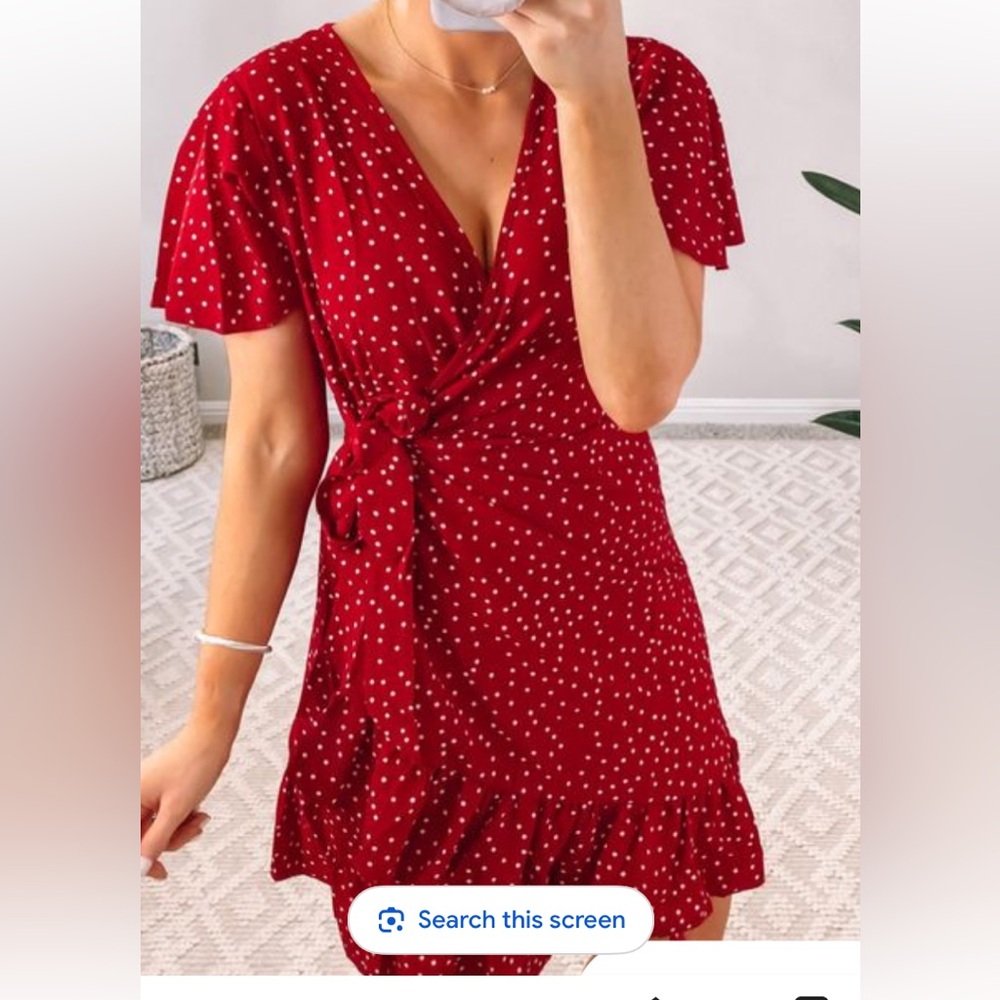 Red Polka Dot Wrap Dress